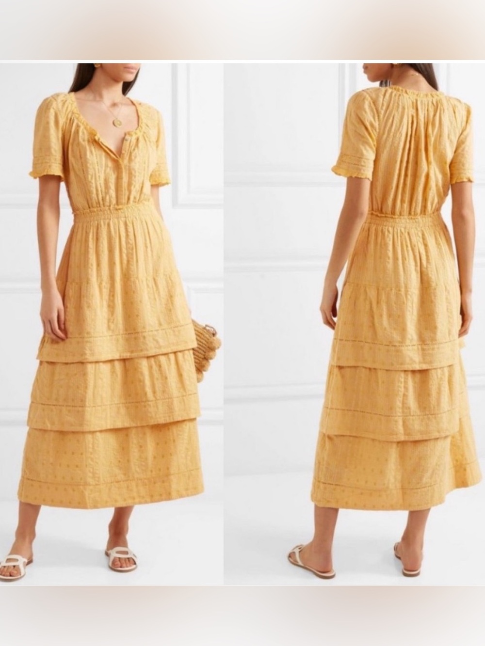 Love Shack Fancy | Heather Tiered Midi Dress Small